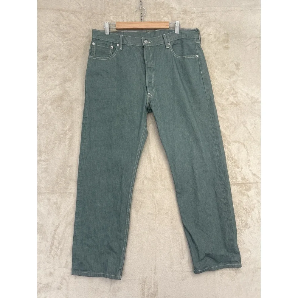 Levi's 501XX Sage Green Teal Denim Jeans Men's 38x32 Rare‎ Blank Red Tab